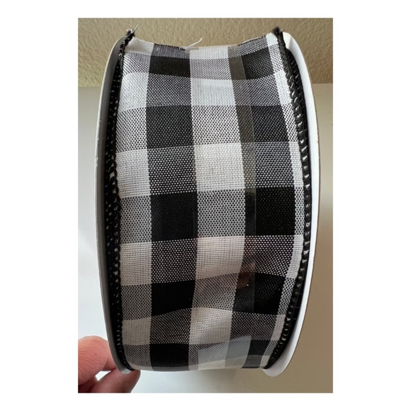 Celebrate It Black and White Buffalo Check Plaid Wired Ribbon - Picture 4 of 4